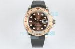 EWF Replica Rolex Yacht Master Chocolate Dial Rose Gold Bezel Black Rubber Watch
